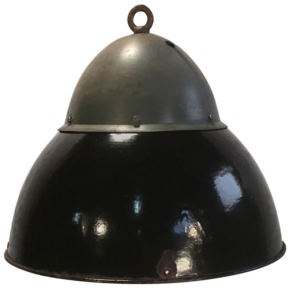 Vintage Black Enameled Hanging Lamp
