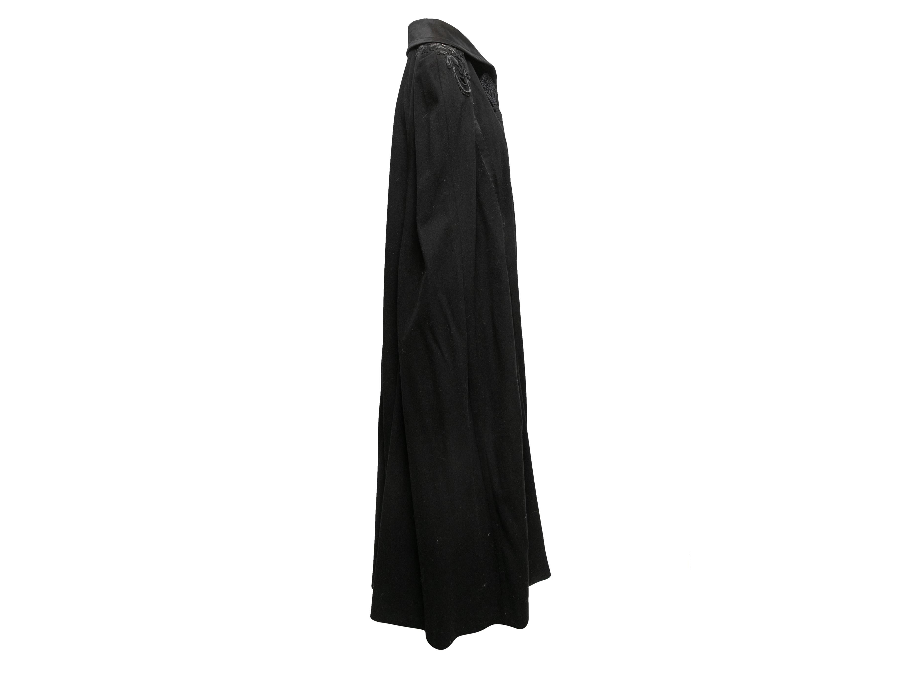 Vintage Black Escada Long Wool Cape Size O/S In Good Condition For Sale In New York, NY