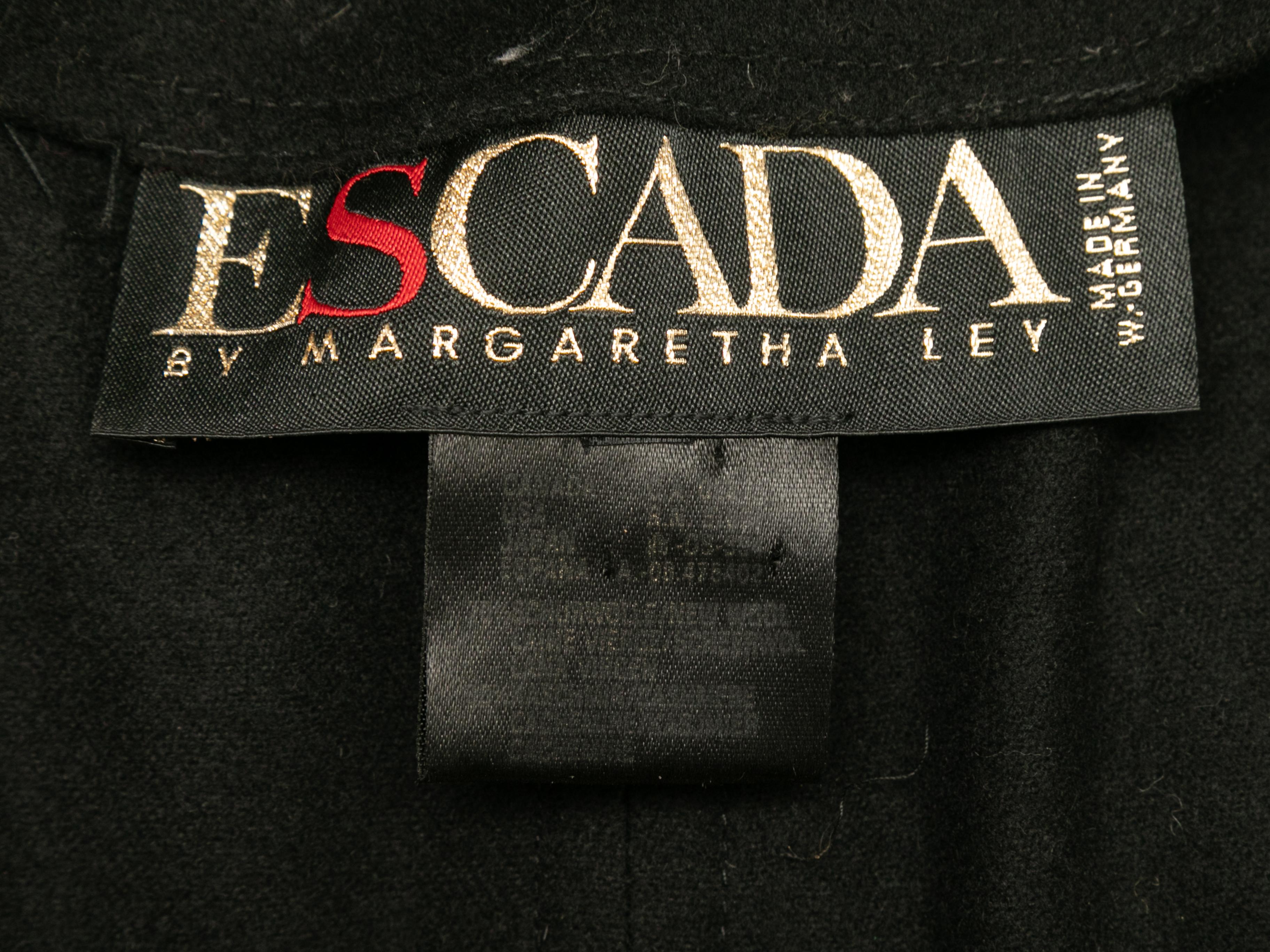 Vintage Black Escada Long Wool Cape Size O/S For Sale 1