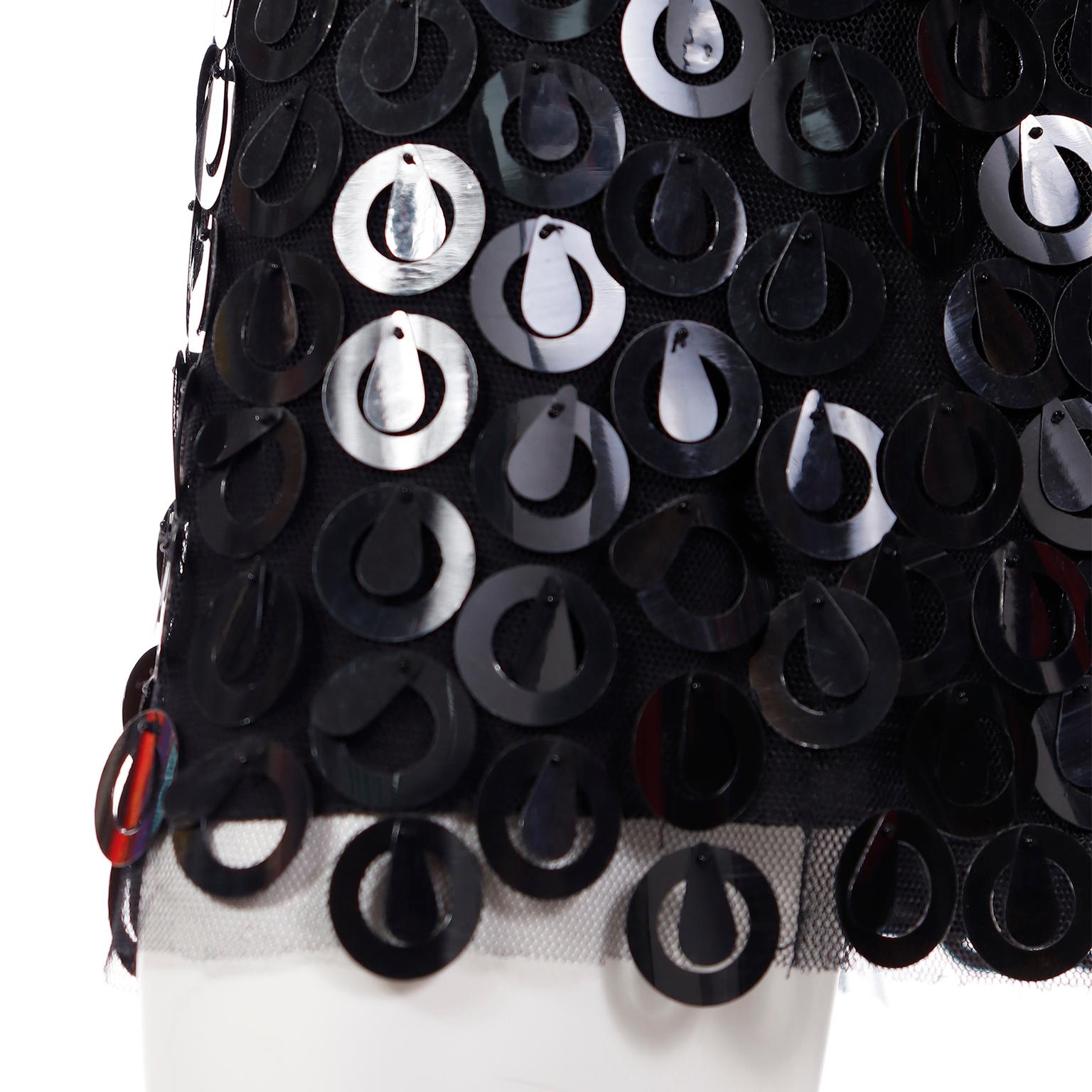 Vintage Black Evening Dress With Large Teardrop & Circle Paillettes For Sale 5