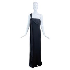Vestido de noche negro vintage Maxi Vestido con. Faja de seda