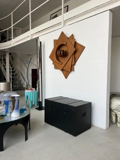 Vintage black ex military trunk, solid stylish bench with lockable storage