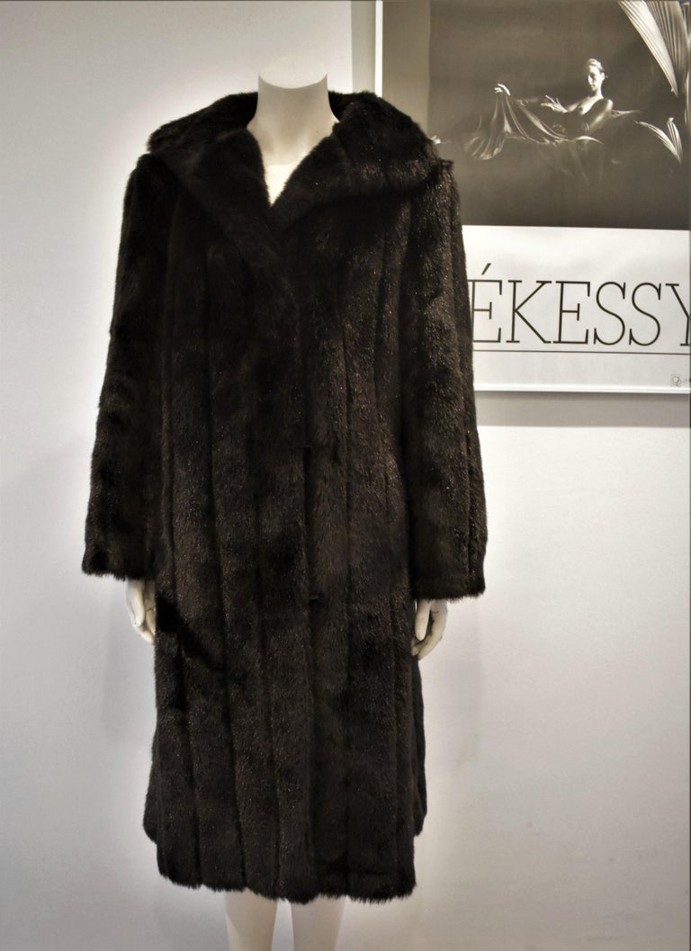 Vintage Black Faux Fur Coat For Sale at 1stDibs