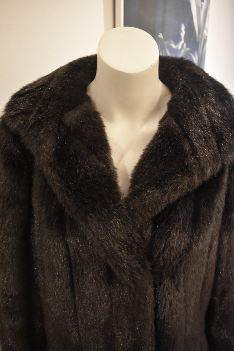 Vintage Black Faux Fur Coat For Sale at 1stDibs