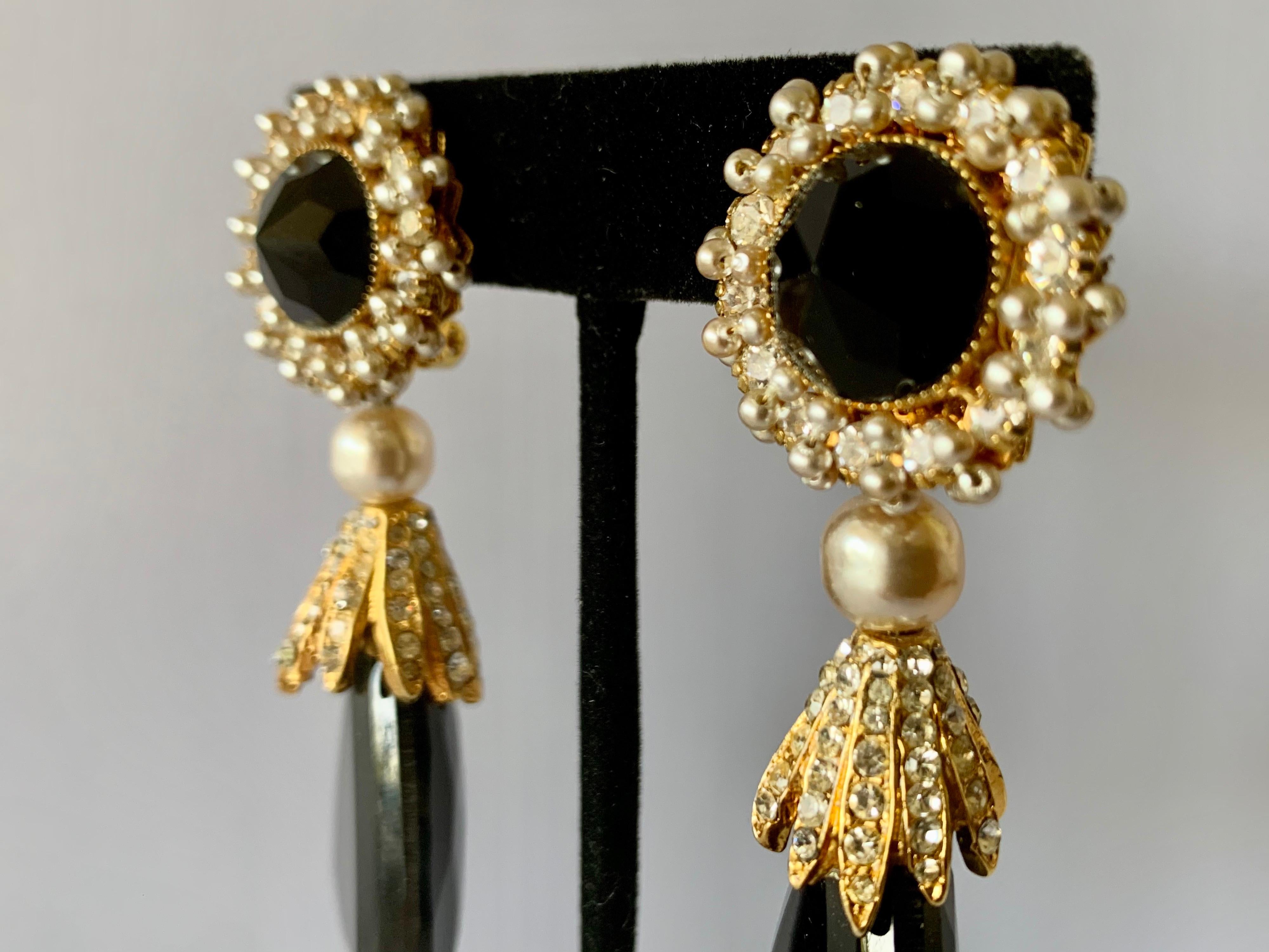 faux black pearl drop earrings
