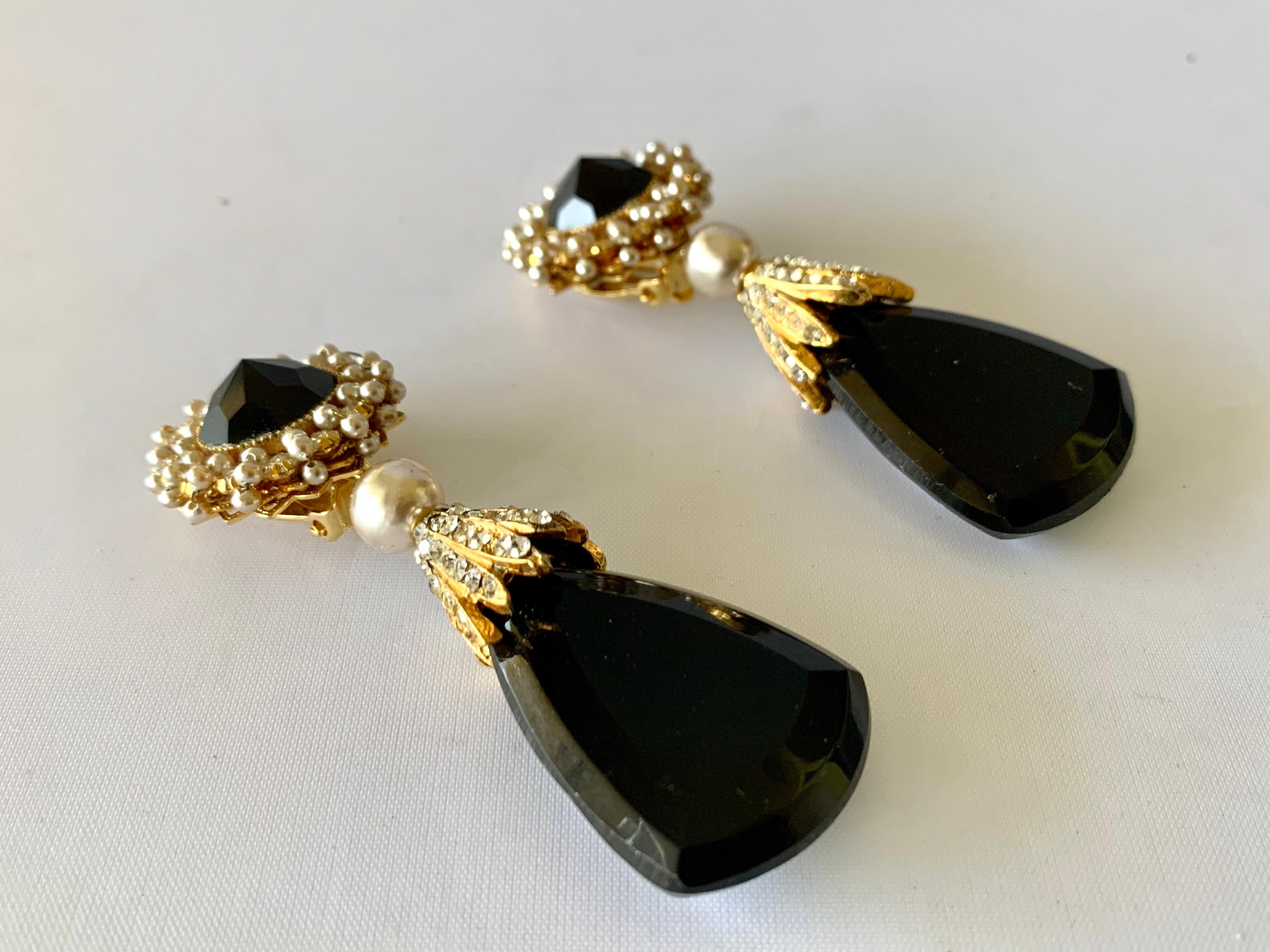 Baroque Vintage Black Faux Pearl Drop Earrings 