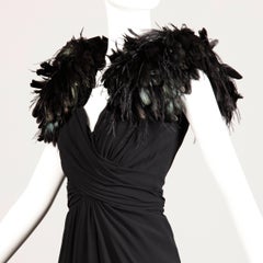 Vintage Black Feather Evening Gown
