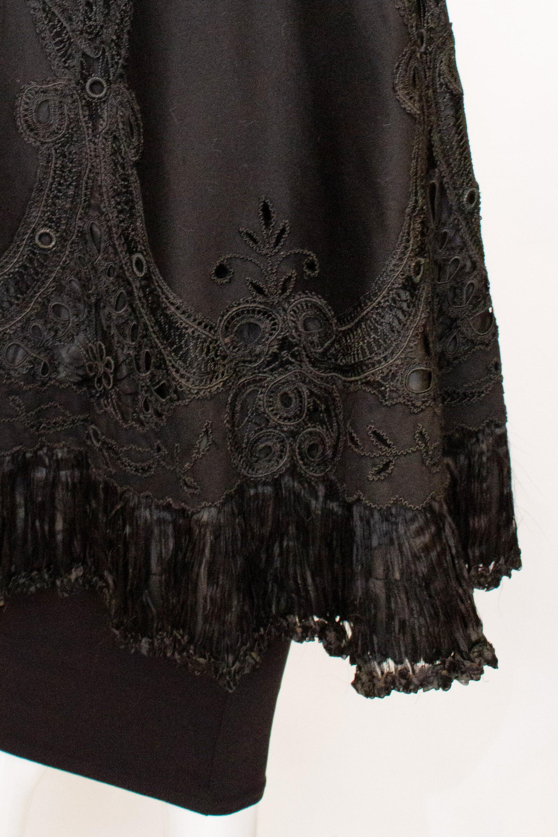 Vintage Black Felt Cape with Embroidery Detail. 1
