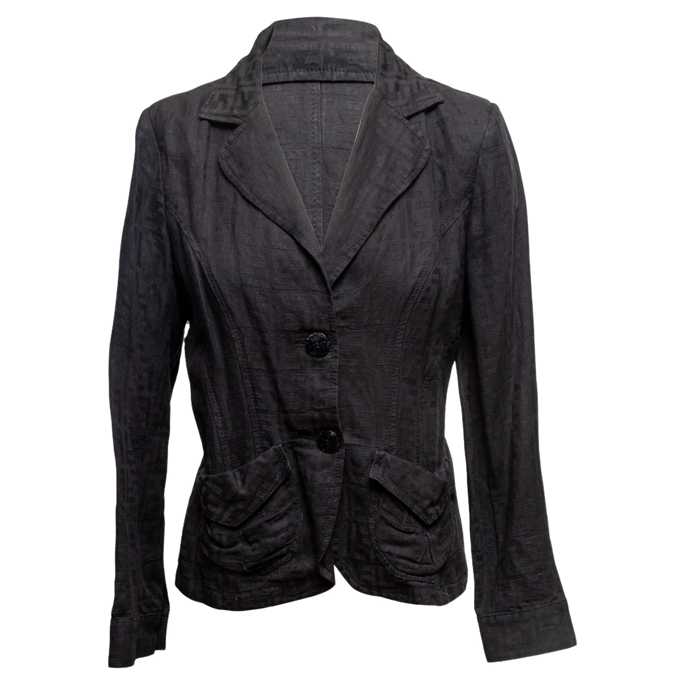 Vintage Black Fendi Jeans Cotton Zucca Blazer