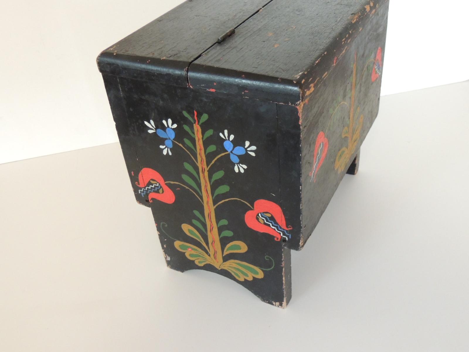 American Vintage Black Folk Art Style Shoe Shine Box/Kit