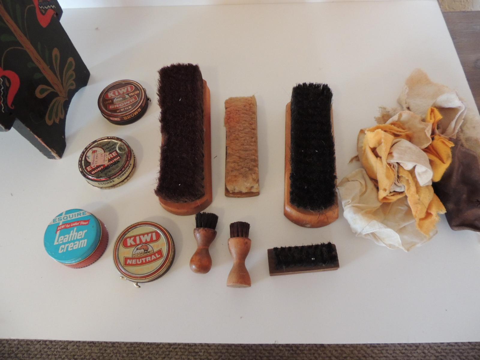 Vintage Black Folk Art Style Shoe Shine Box/Kit 1