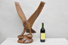 Vintage Black Forest 24" Hand geschnitzt Holz Weißkopfseeadler Figur Statue Skulptur