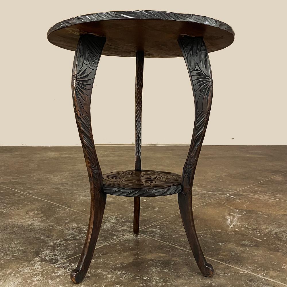 Vintage Black Forest Style Carved Lamp Table For Sale 3