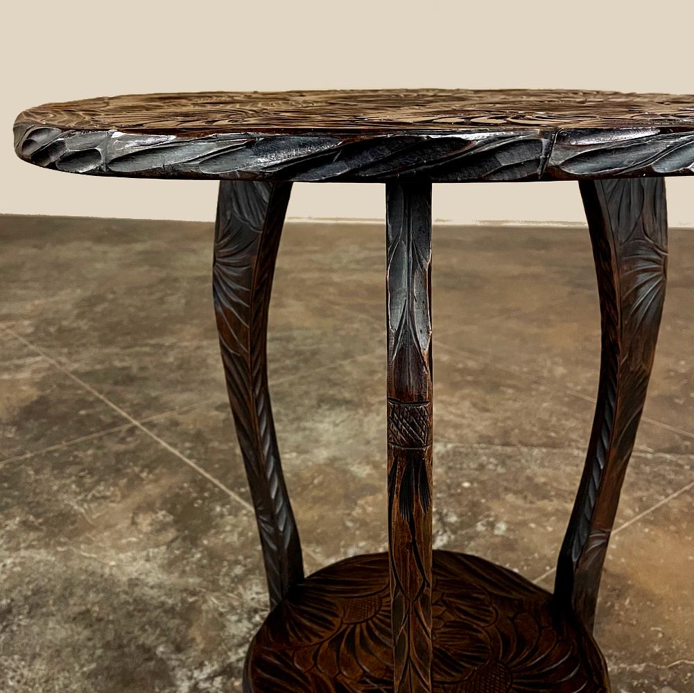 Vintage Black Forest Style Carved Lamp Table For Sale 4