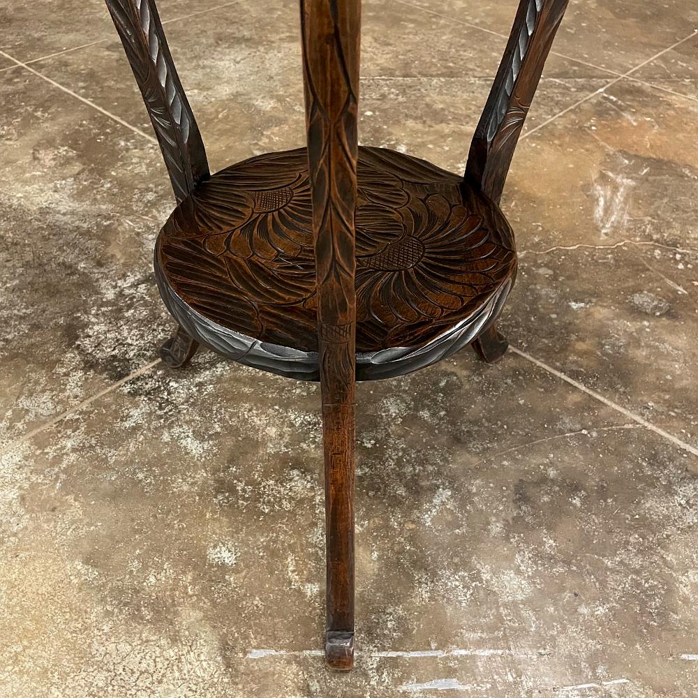 Vintage Black Forest Style Carved Lamp Table For Sale 1