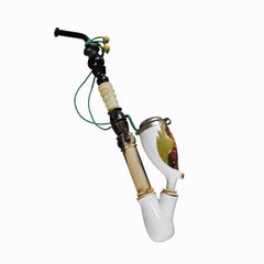 Vintage Black Forest Porcellaine Tobacco Pipe with King Ludwig II