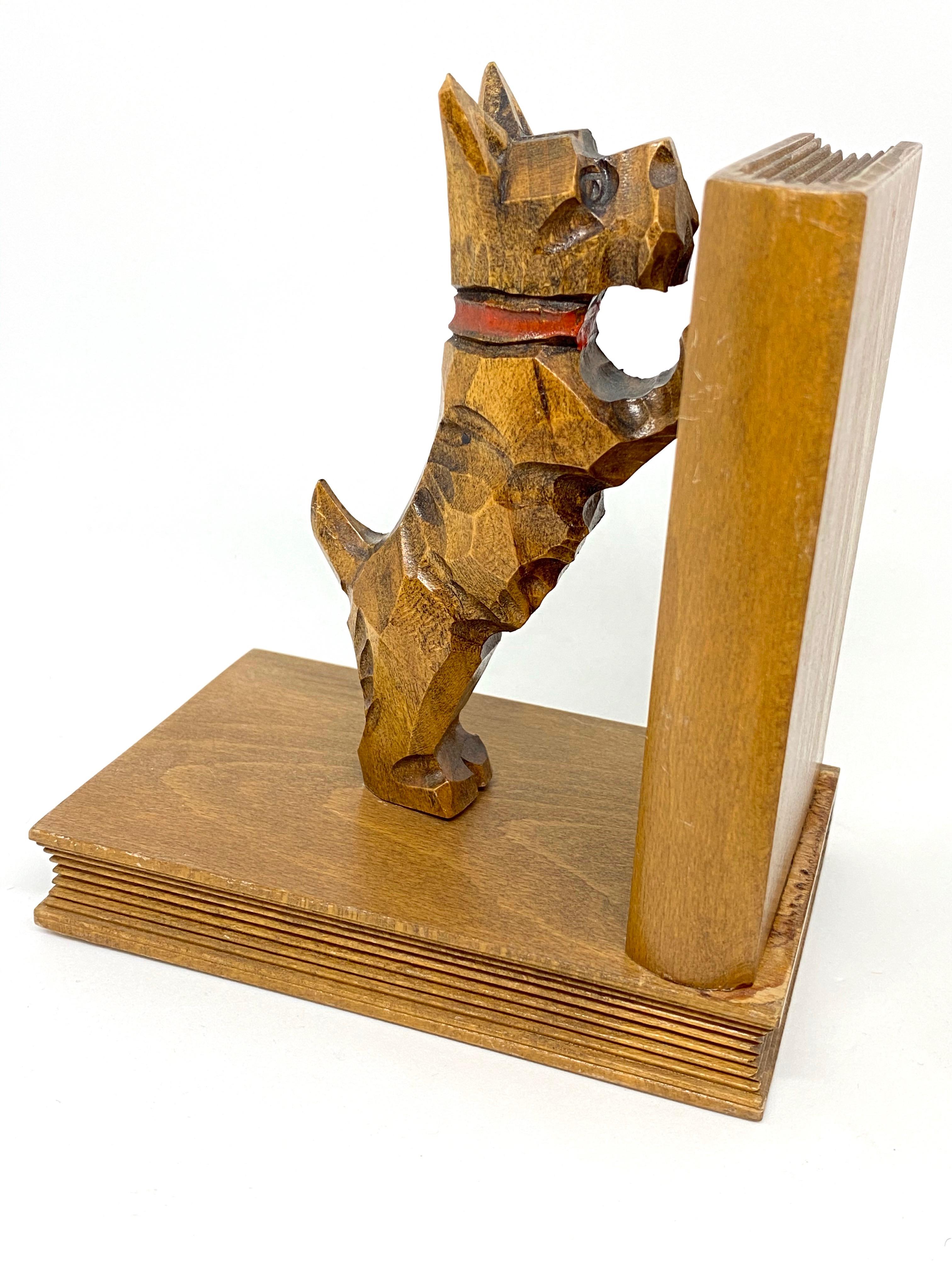 Vintage Black Forest Wood Carved Scotty Dog Bookends, 1950s at 1stDibs ...