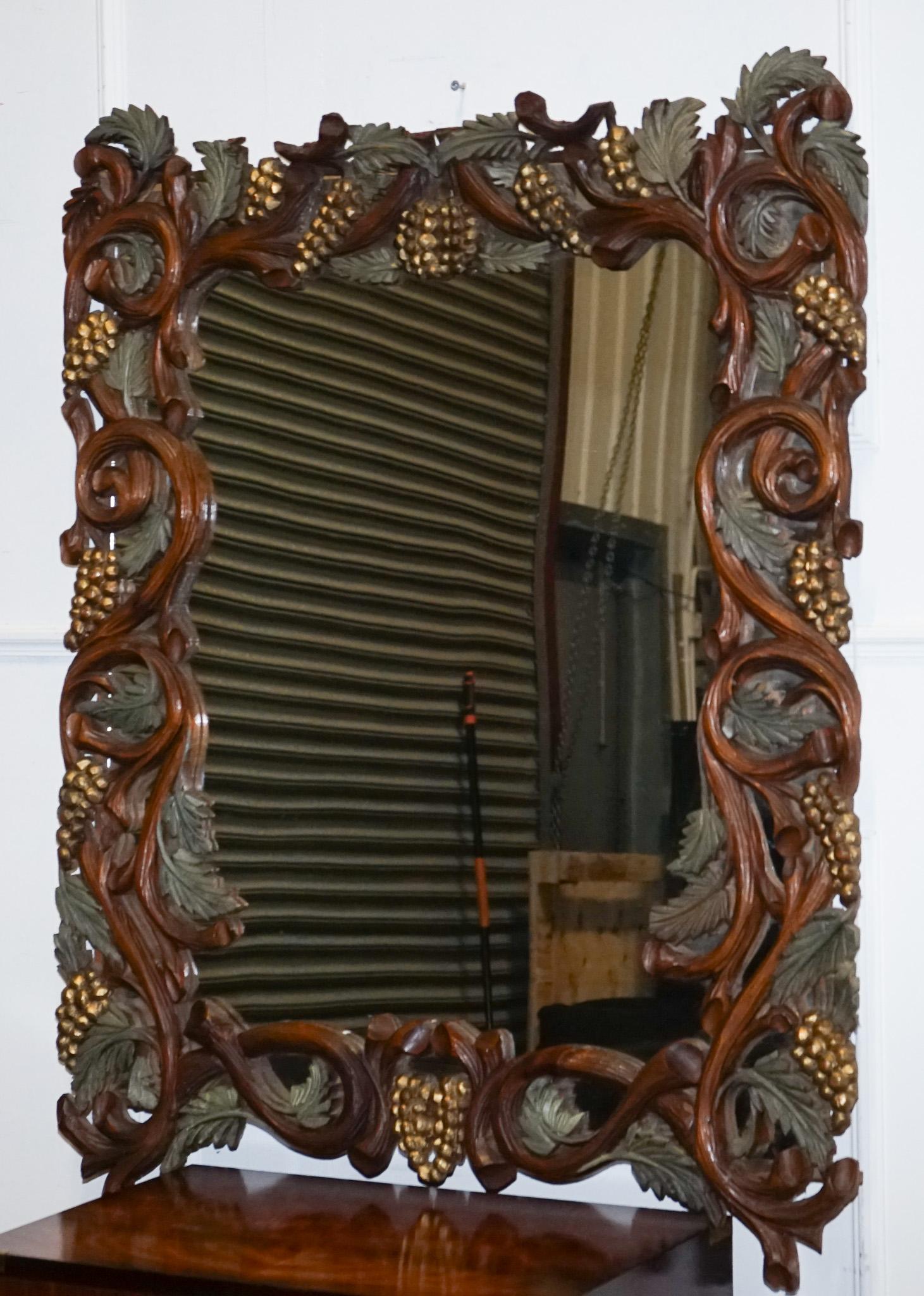 Britannico SPECCHIO DA PARETE IN LEGNO IN STILE FORREST NERO DUREVOLE MOLTO DECORATIVO in vendita