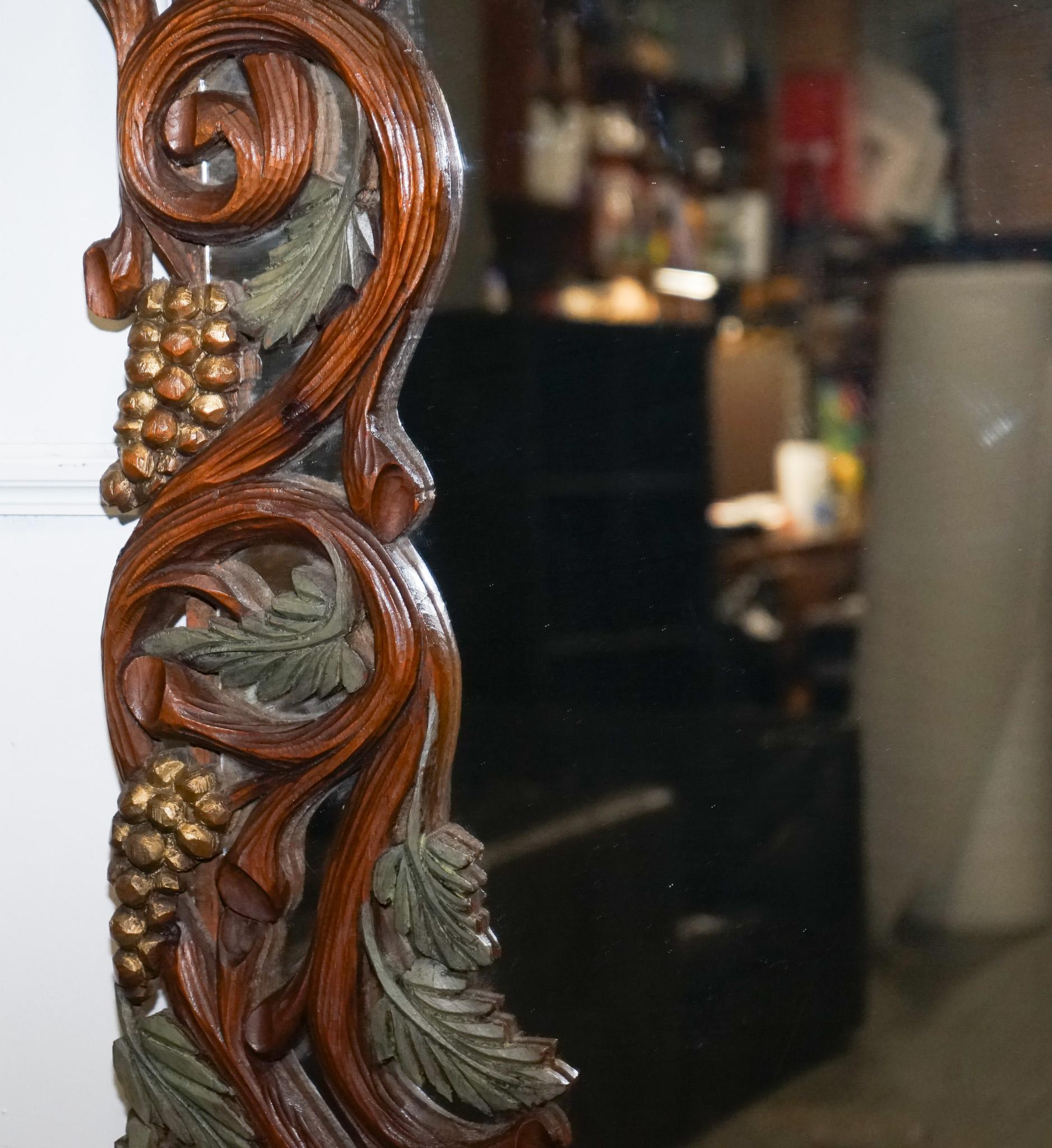 Fatto a mano SPECCHIO DA PARETE IN LEGNO IN STILE FORREST NERO DUREVOLE MOLTO DECORATIVO in vendita