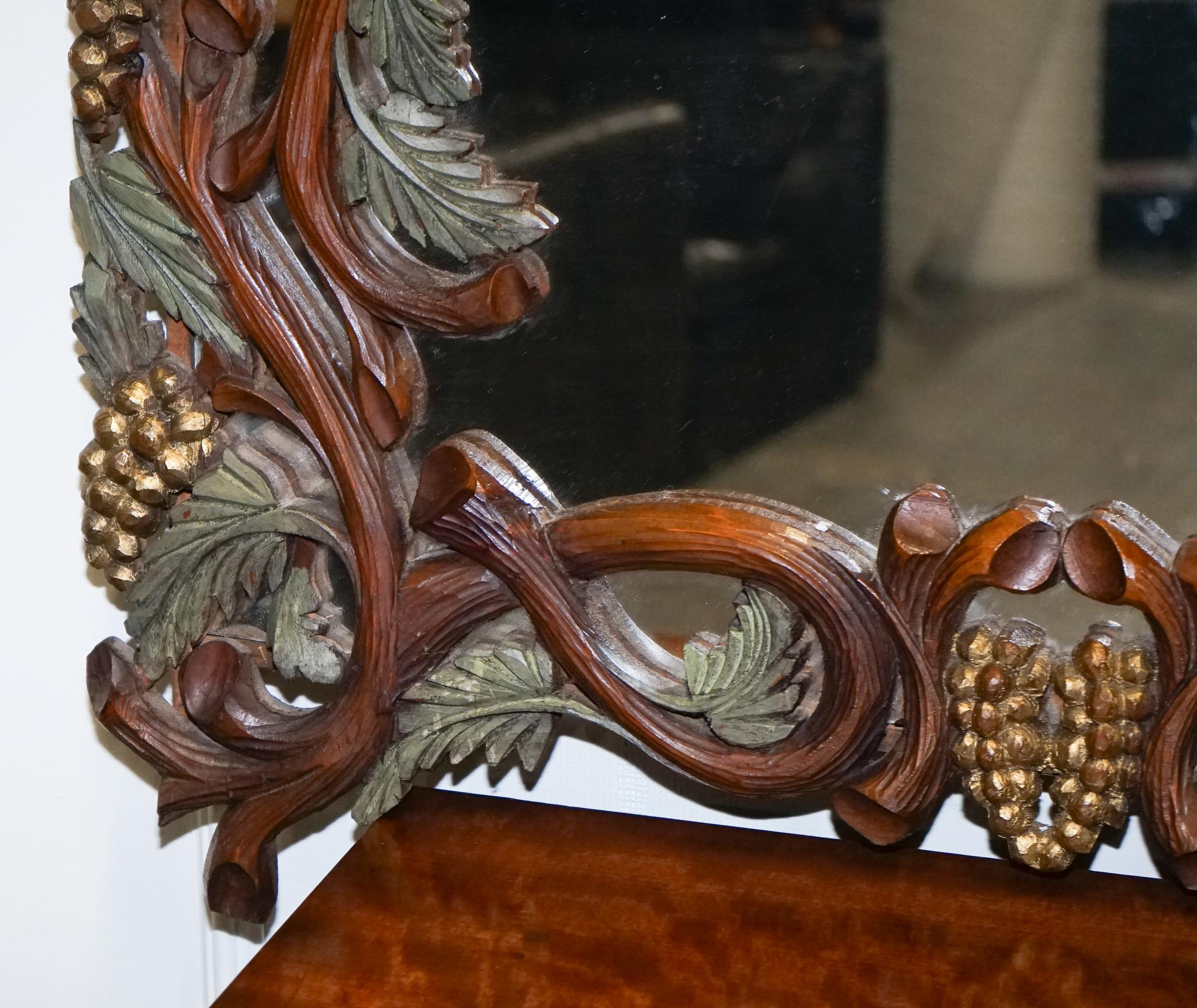 SPECCHIO DA PARETE IN LEGNO IN STILE FORREST NERO DUREVOLE MOLTO DECORATIVO In condizioni buone in vendita a Pulborough, GB