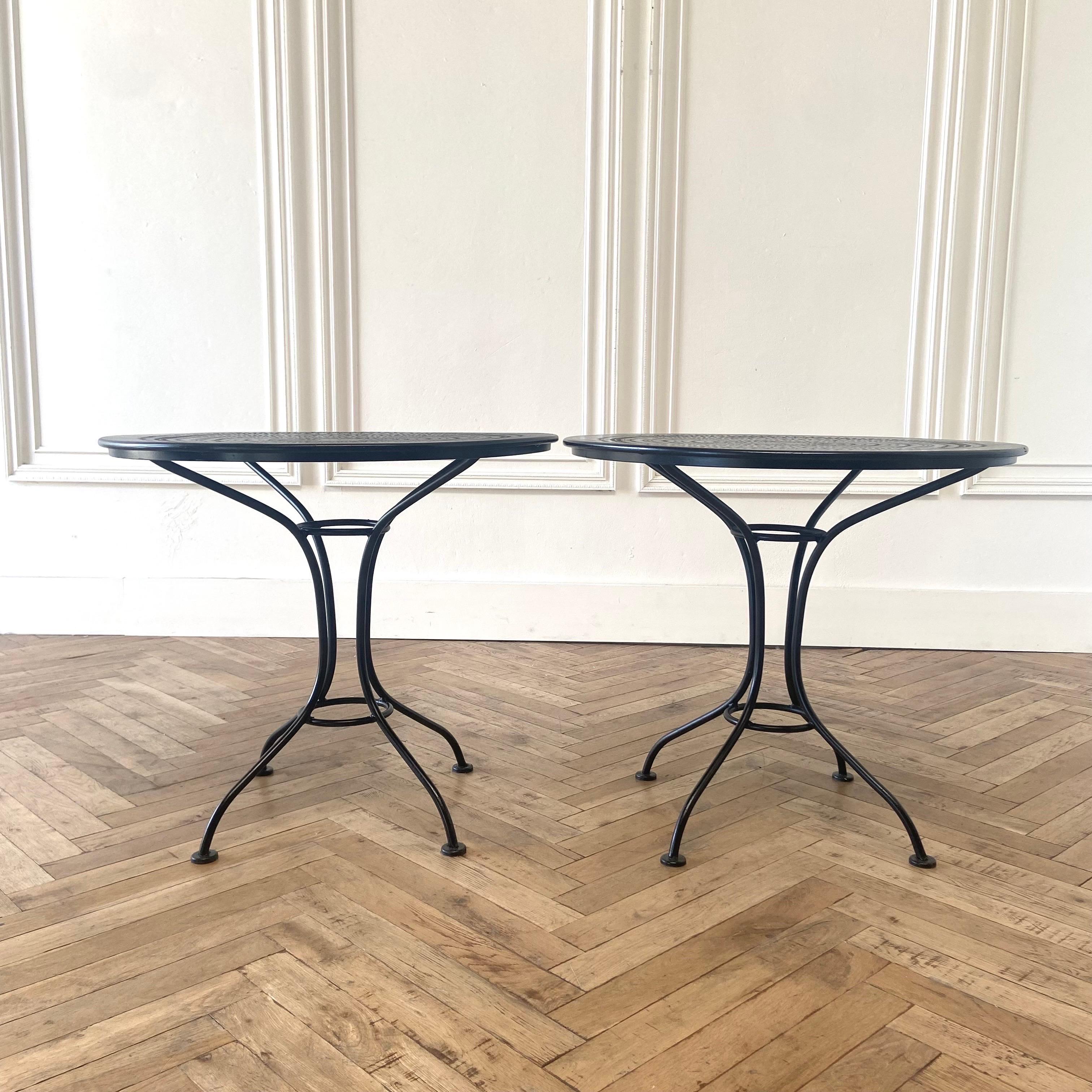 Vintage Black French Outdoor Metal Patio Table In Good Condition In Old Town Orange, CA