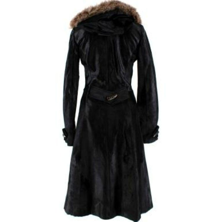 Vintage Black Fur Trimmed Calf Hair Coat For Sale at 1stDibs