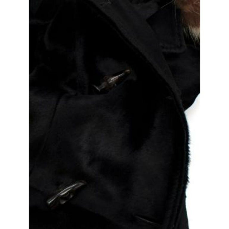 Vintage Black Fur Trimmed Calf Hair Coat For Sale at 1stDibs