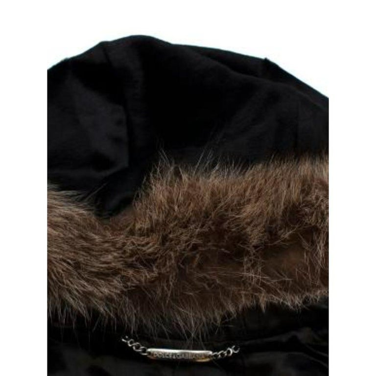 Vintage Black Fur Trimmed Calf Hair Coat For Sale at 1stDibs