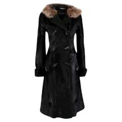 Vintage Black Fur Trimmed Calf Hair Coat