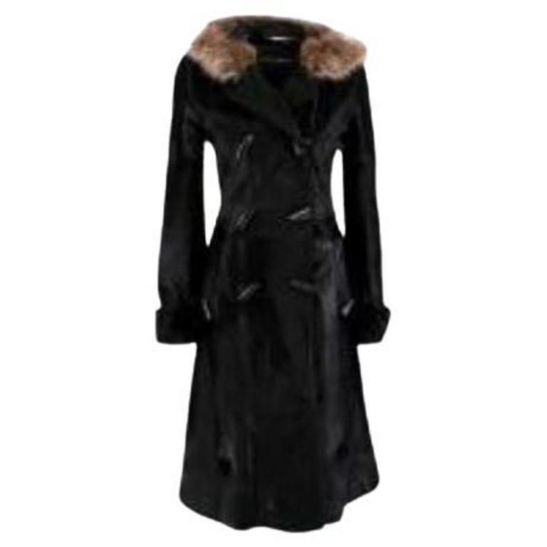 Vintage Black Fur Trimmed Calf Hair Coat For Sale at 1stDibs
