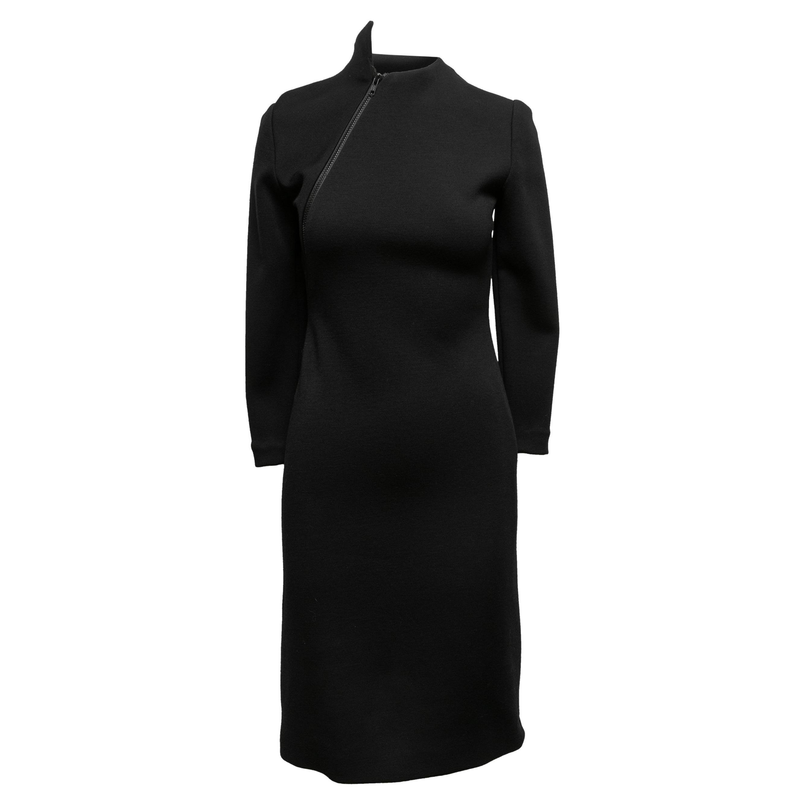 Vintage Black Geoffrey Beene Long Sleeve Dress Size US S For Sale