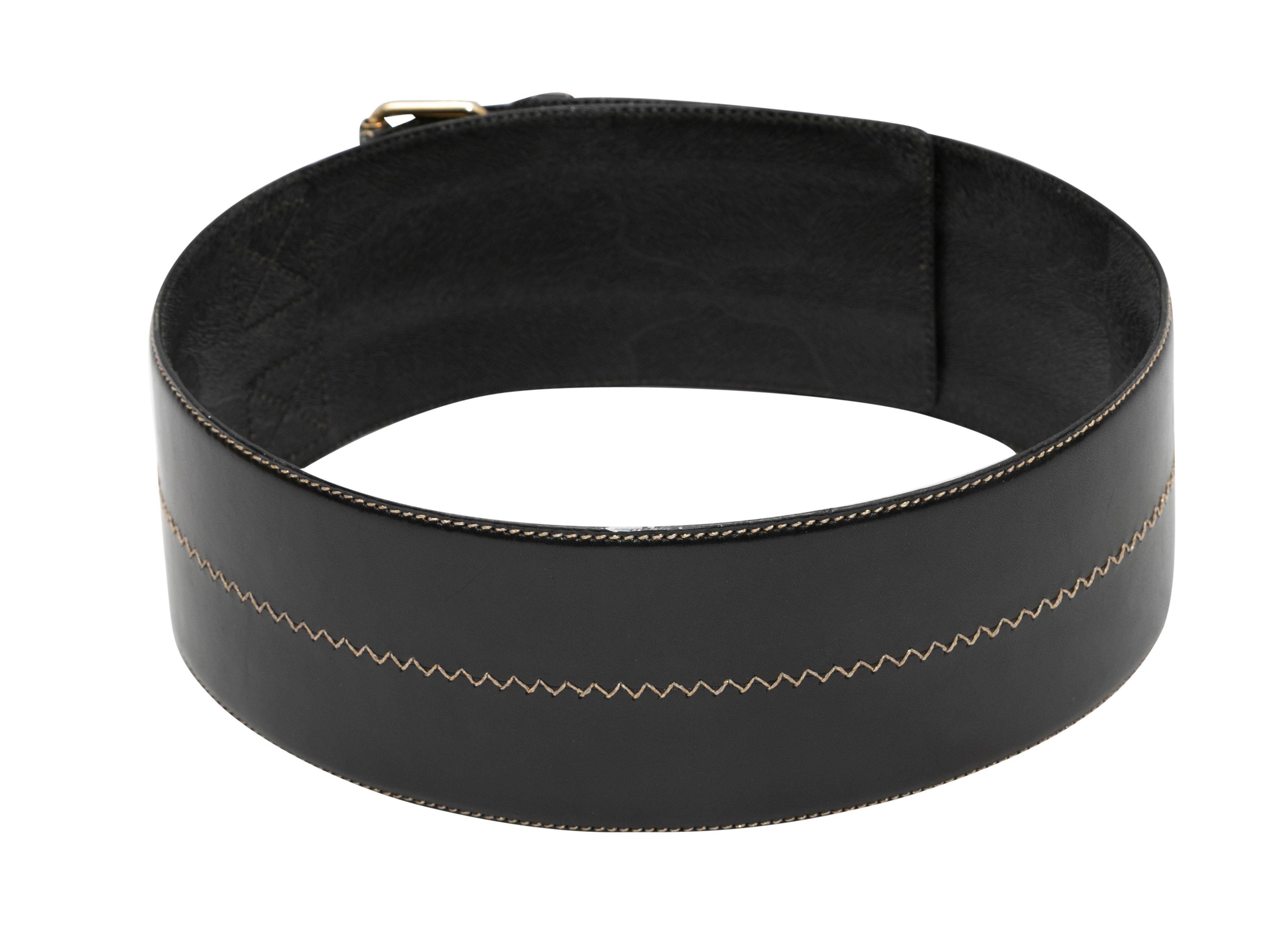 Vintage Black Gianfranco Ferre Wide Leather Belt Size US S In Good Condition For Sale In New York, NY