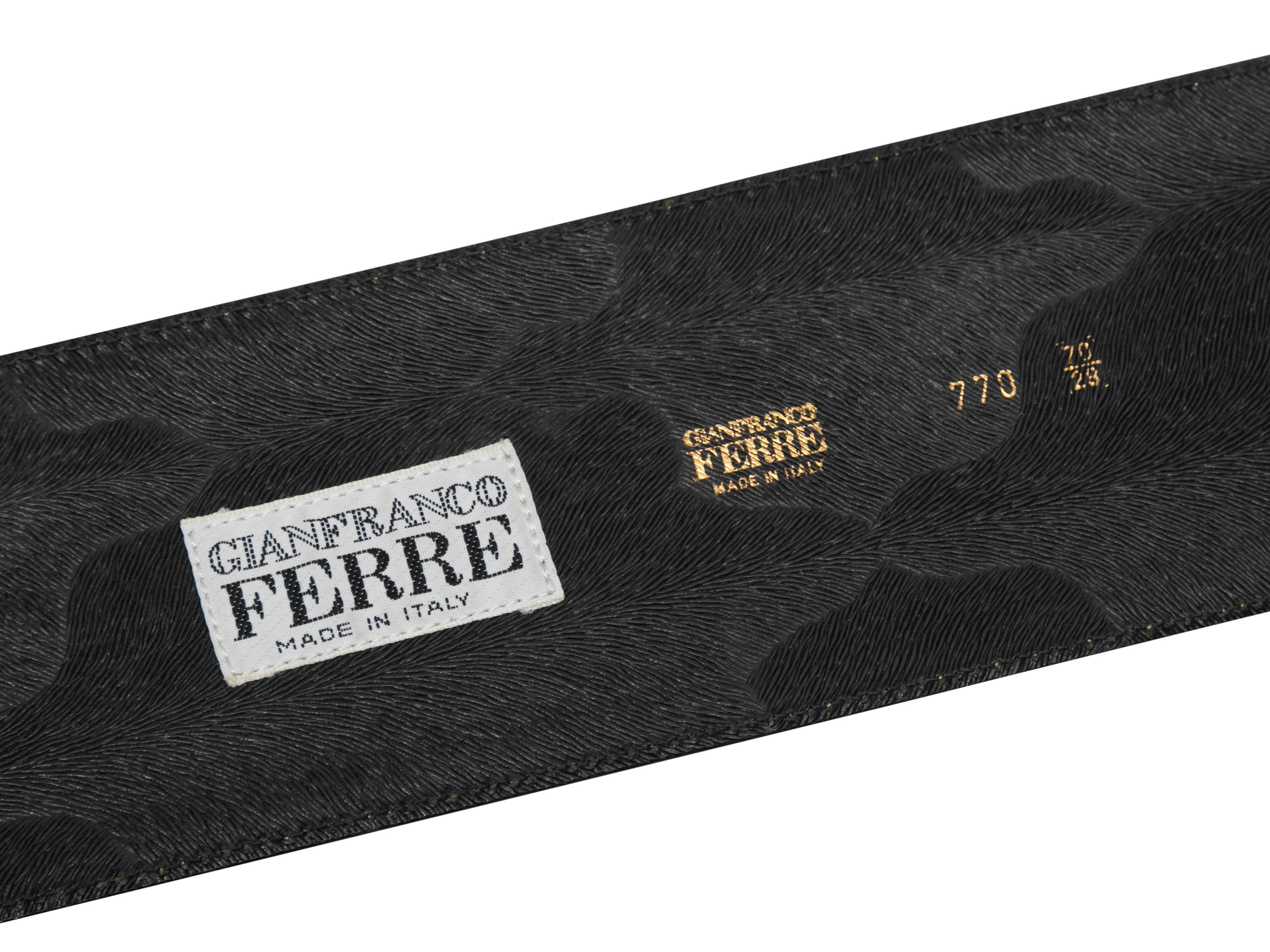 Women's Vintage Black Gianfranco Ferre Wide Leather Belt Size US S For Sale