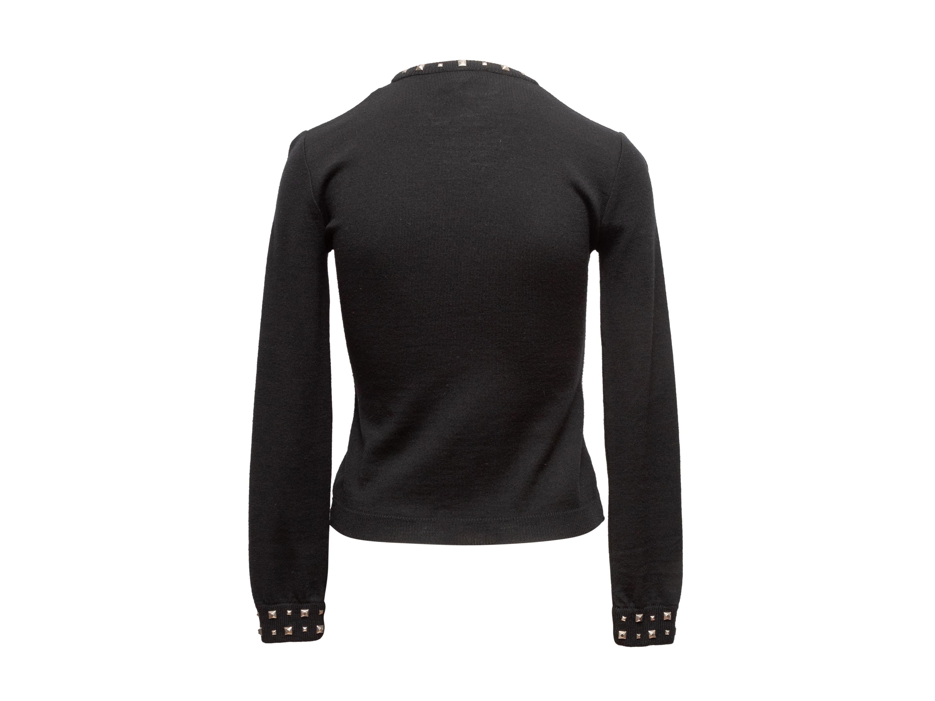 Vintage Black Gianni Versace Couture 1998 Wool Studded Sweater In Good Condition For Sale In New York, NY