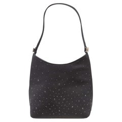 Vintage Black Gianni Versace Rhinestone-Embellished Shoulder Bag