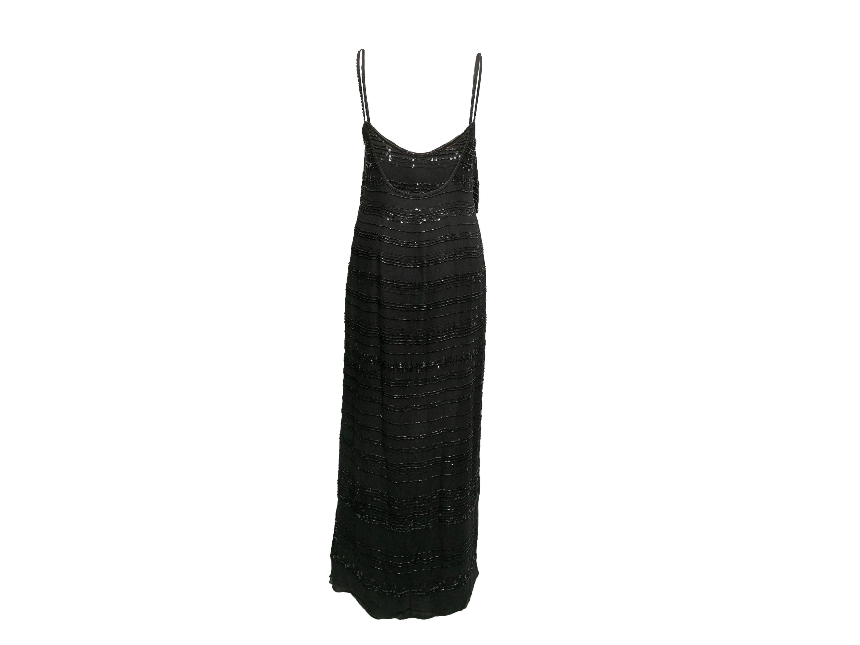 Vintage Schwarzes Giorgio Armani Le Collezioni Perlenbesetztes ärmelloses Vintage-Kleid Größe US 10 im Zustand „Gut“ im Angebot in New York, NY