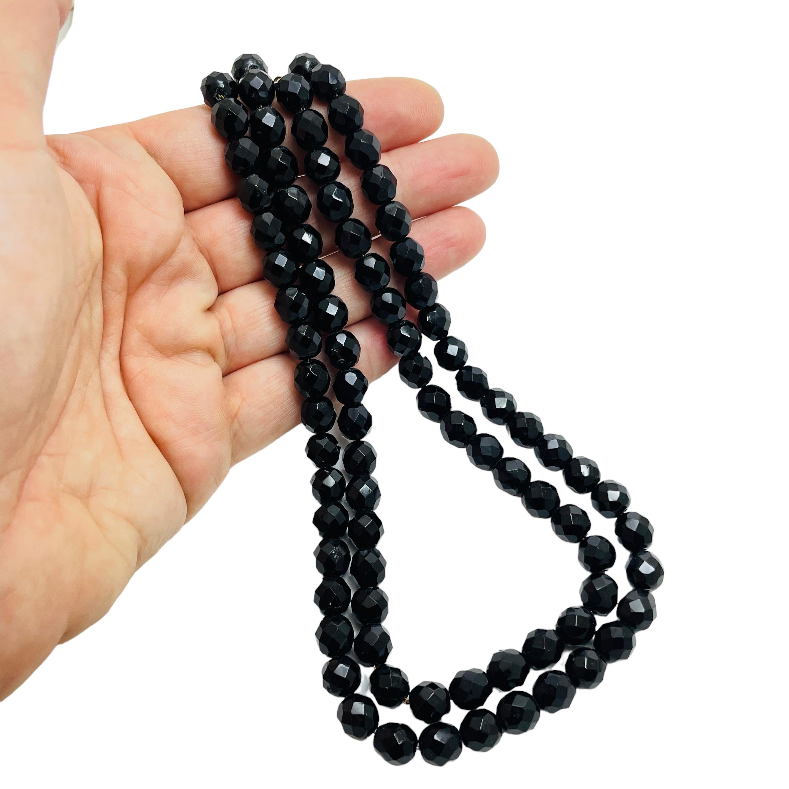 Women's or Men's Vintage black glas beaded necklace For Sale