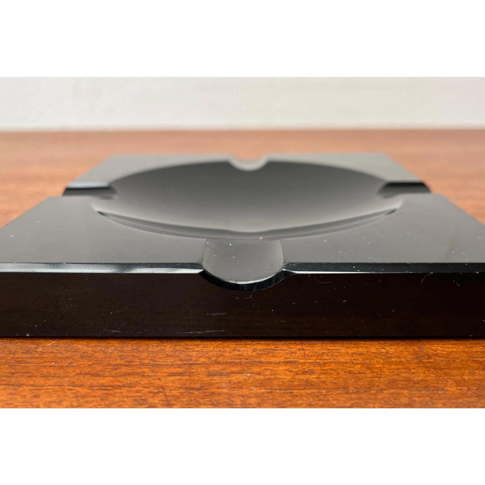 Vintage Black Glass Ashtray, 1980s For Sale 6