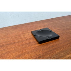 Vintage Black Glass Ashtray, 1980s
