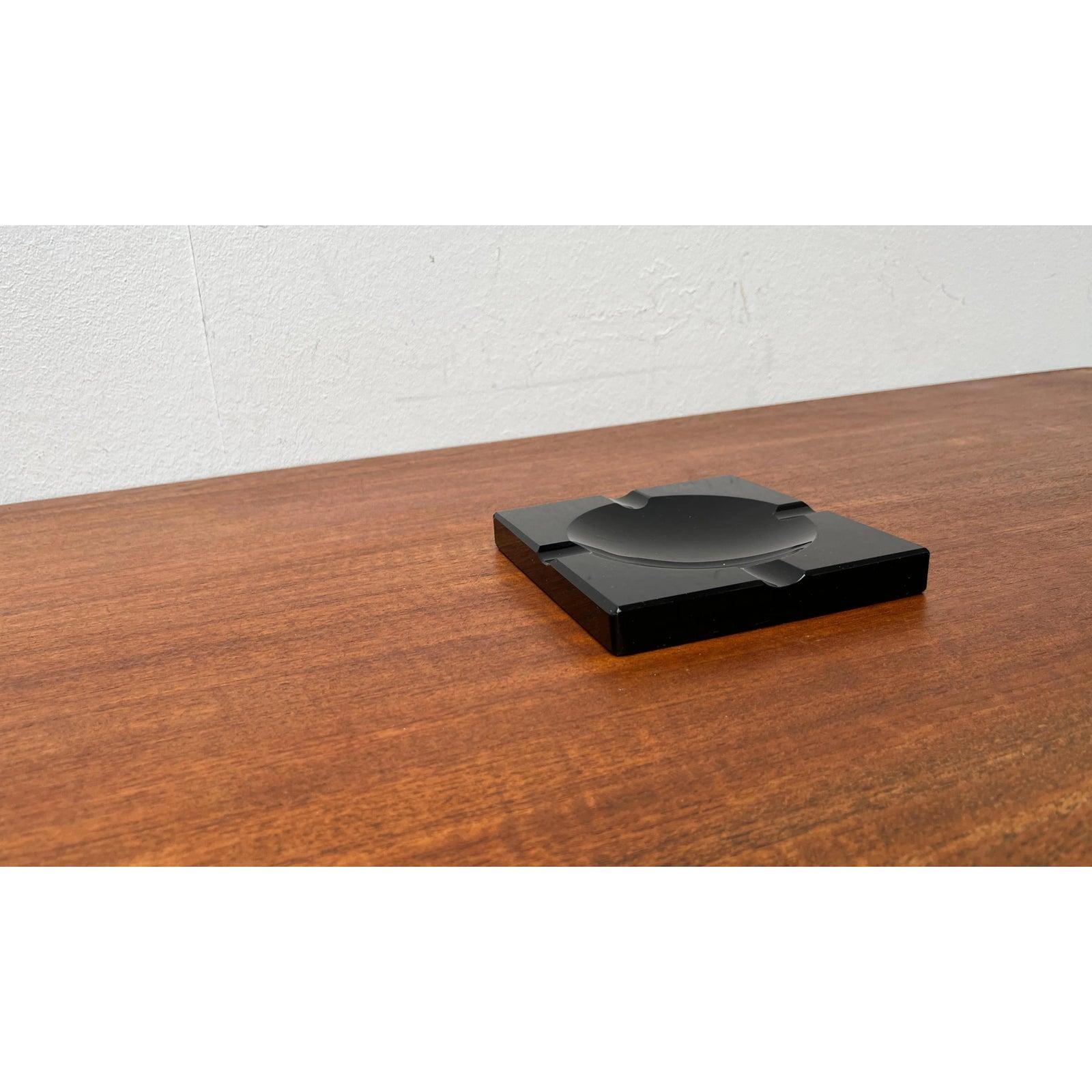 Vintage Black Glass Ashtray, 1980s For Sale 2