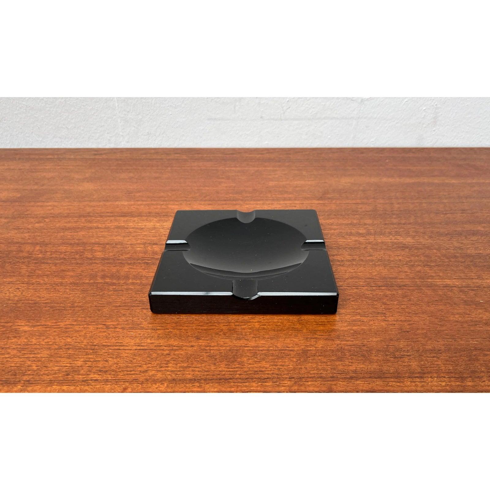 Vintage Black Glass Ashtray, 1980s For Sale 3