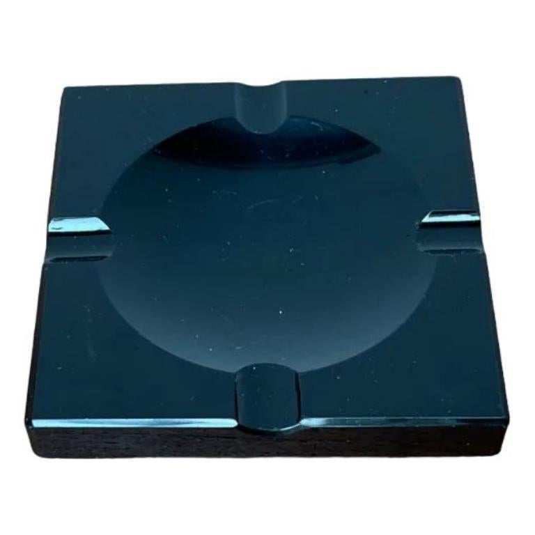 Aschenbecher aus schwarzem Glas, 1980er Jahre