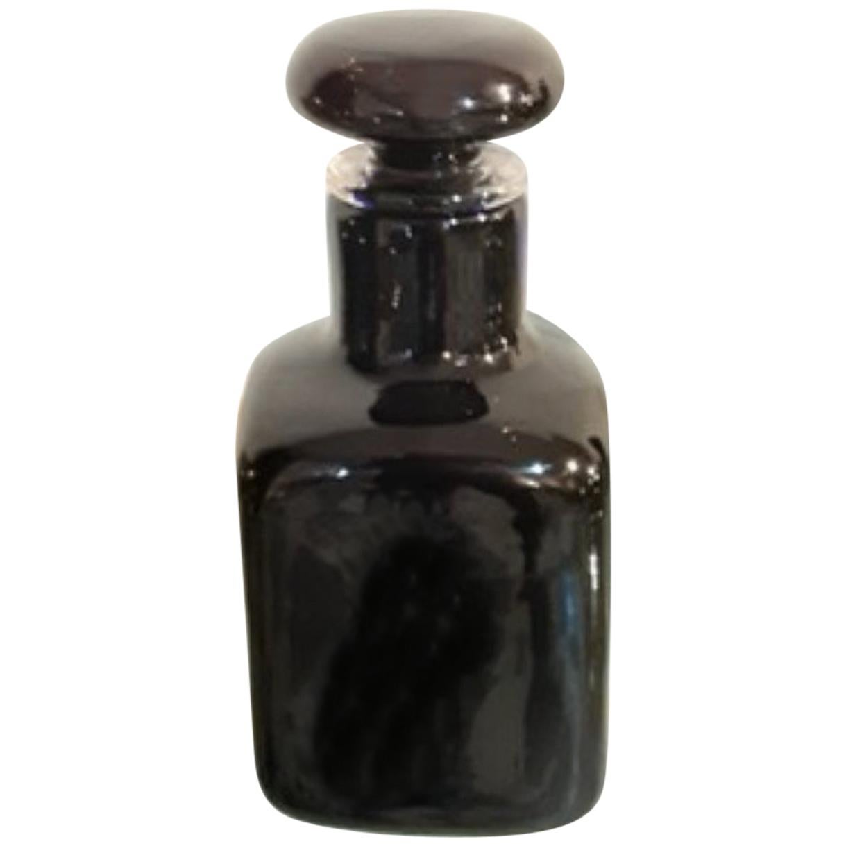 Vintage Black Glass Bottle by Venini, 1970s