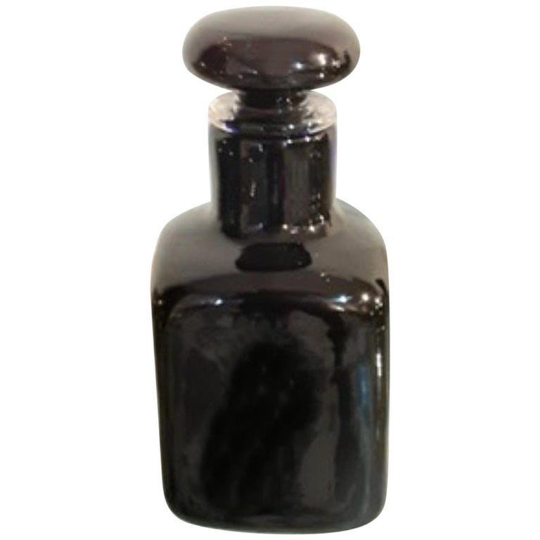 Vintage Black Glass Bottle by Venini, 1970s For Sale