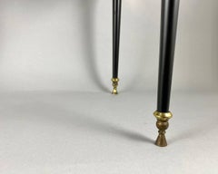 Vintage Black Glass & Brass Table, France Black Glass Coffee Table