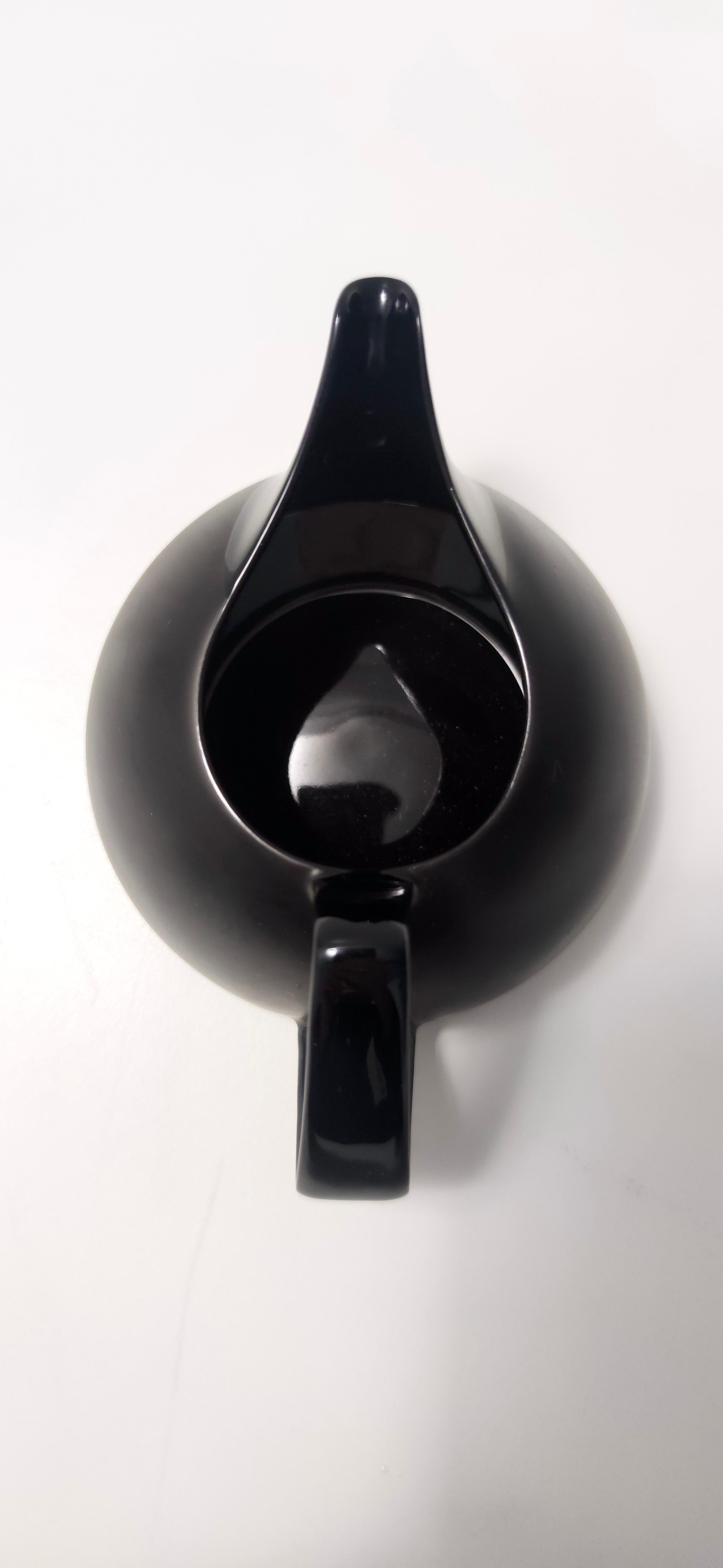 Post-Modern Vintage Black Glazed Porcelain Milk Jug by Walter Gropius for Rosenthal For Sale
