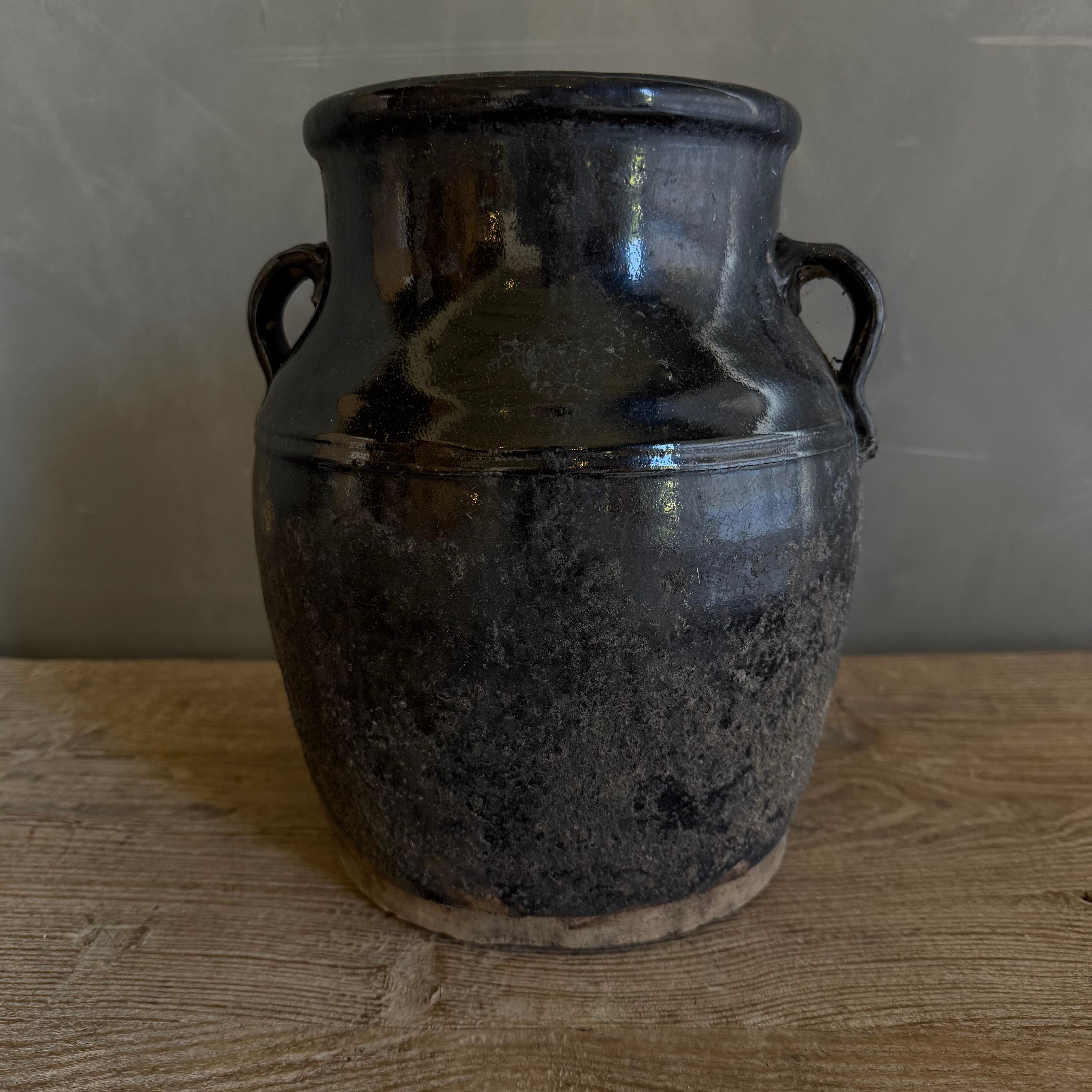 Vintage Black Glazed Pottery In Good Condition For Sale In Old Town Orange, CA