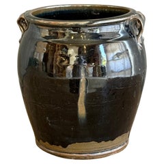 Vintage Black Glazed Pottery in the Wabi Sabi Style