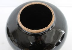 Vintage Black Glazed Terracotta Pot