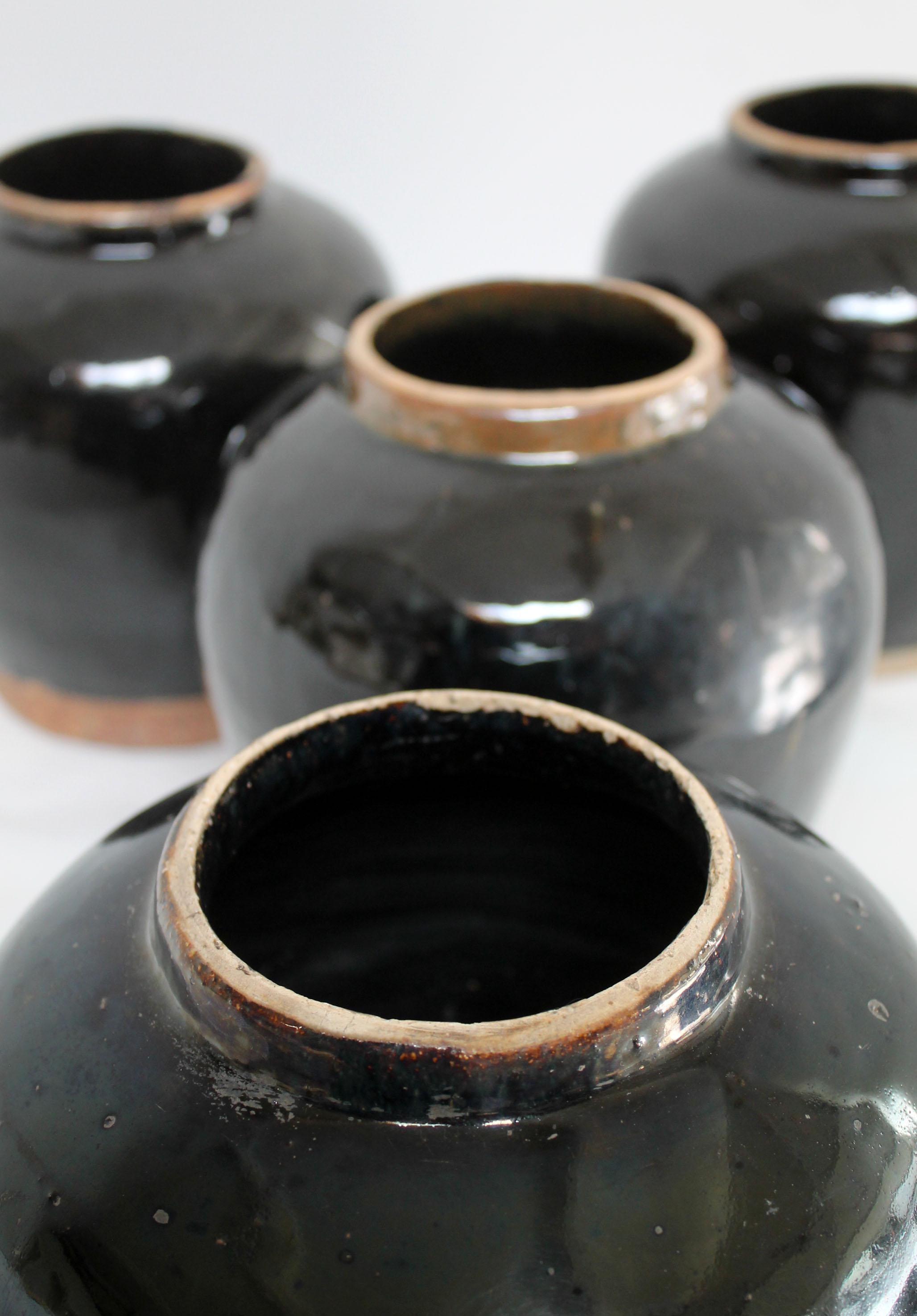Vintage Black Glazed Terracotta Pot 1